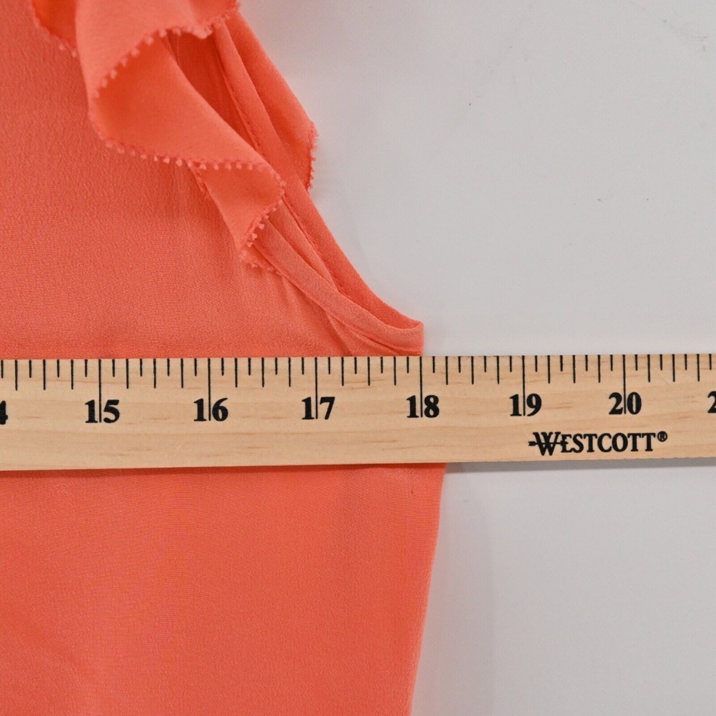 ANTHROPOLOGIE Top Womens Sz 2 MAEVE Orange 100% Silk Dipped Chroma Ruffle Blouse