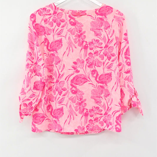 LILLY PULITZER Womens Langston Top Size XXS Coral Reef Tint Flamingle Vacation