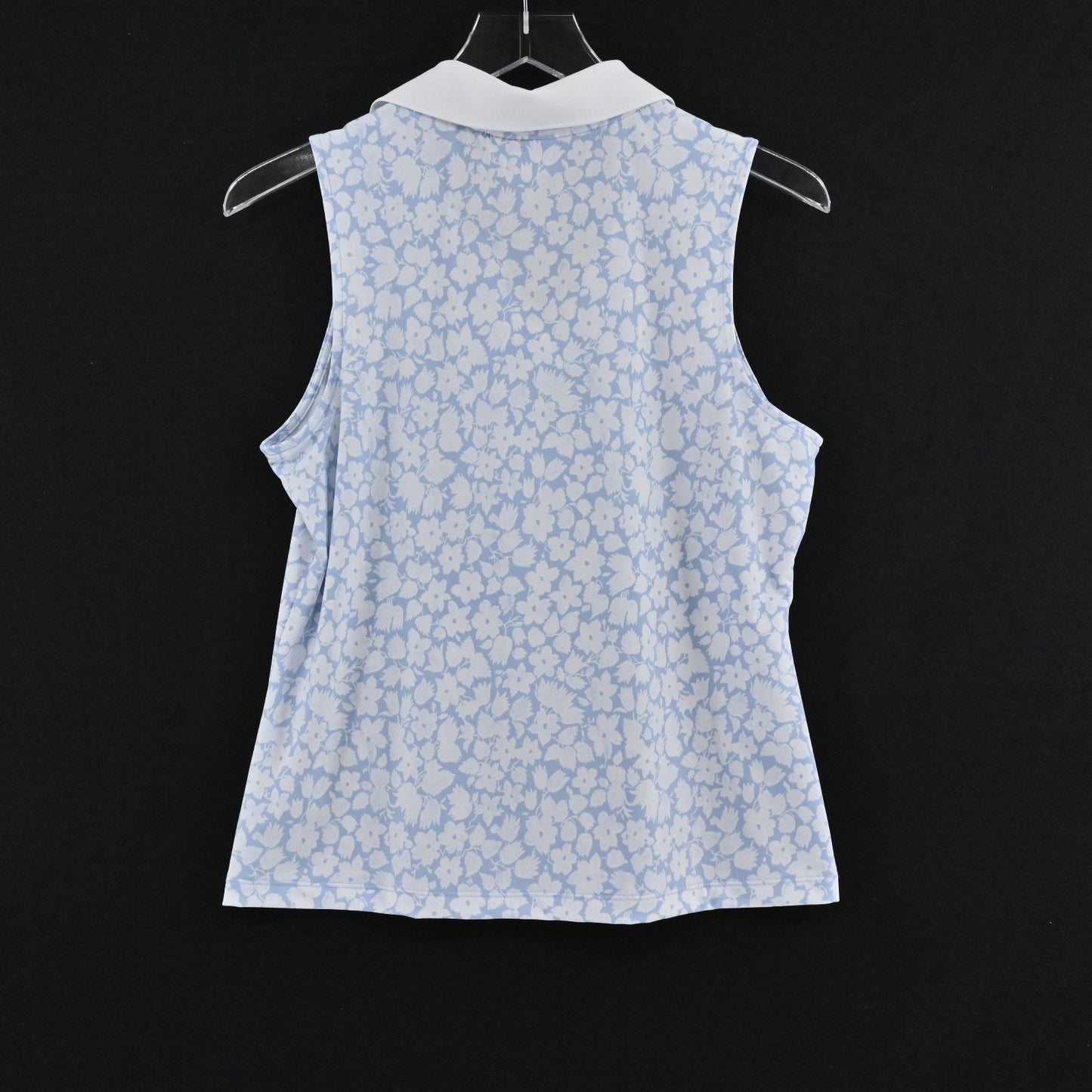 Laura Ashley Womens Polo Shirt Top Size M Sleeveless Blue Floral Golf Tennis