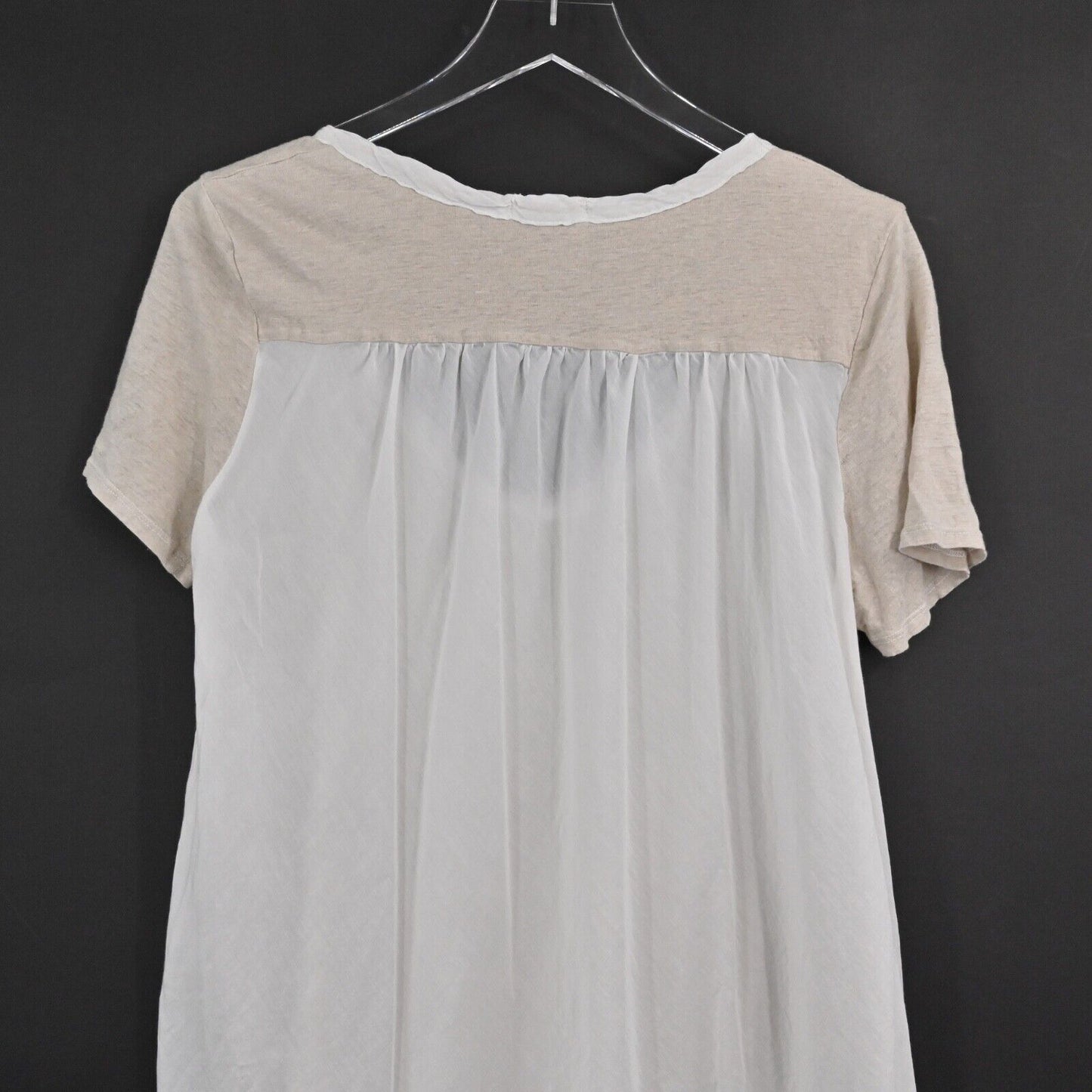 CP SHADES Top Womens Size M Tan Linen Cotton Silk Scoop Neck Short Sleeve USA