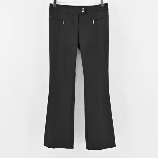 Vtg CACHE Pants Womens Size 2 Black Flare Stretch Zip Pockets Y2k Whimsigoth