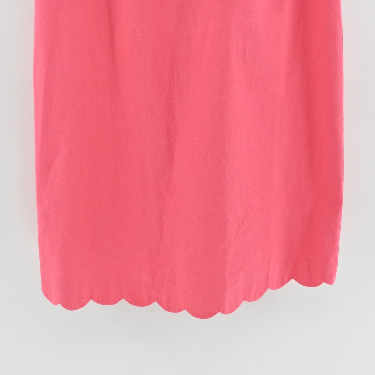 J Crew Scalloped Hem Dress Size 14 Coral Pink Shift Sleeveless Linen Minimalist