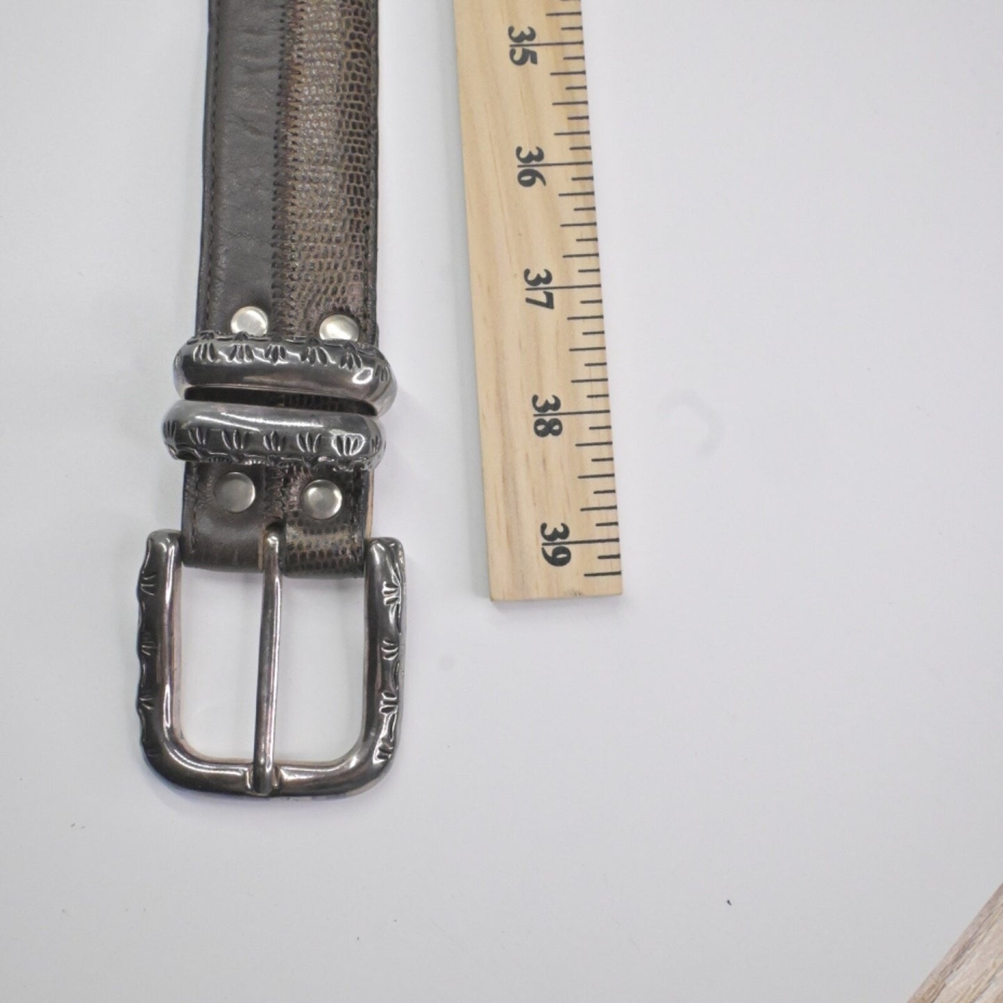 Vtg LEATHEROCK Womens Belt Size XL Brown Patchwork Snakeskin Genuine Leather USA