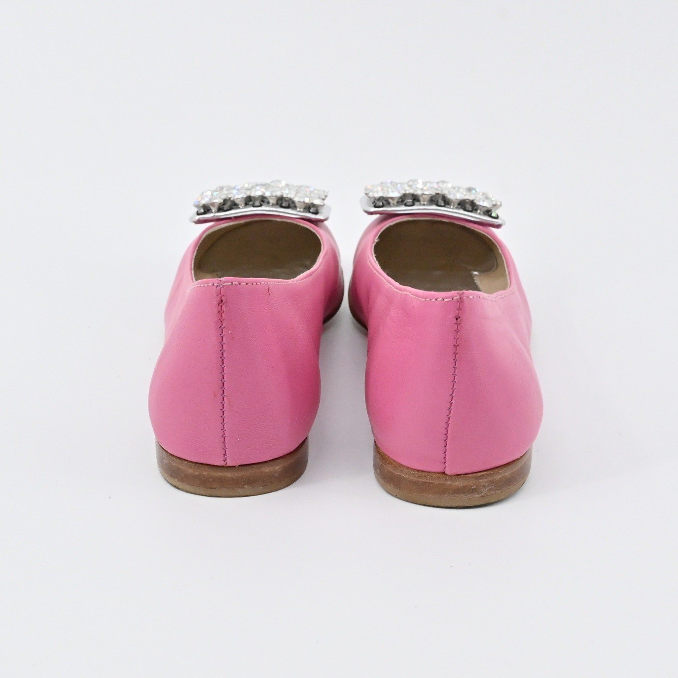 Kate Spade Rhinestone Flats Womens Size 7B Pink Leather Embellished Ballet Chic