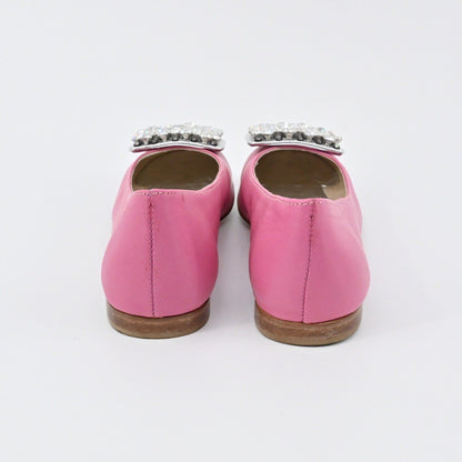 Kate Spade Rhinestone Flats Womens Size 7B Pink Leather Embellished Ballet Chic