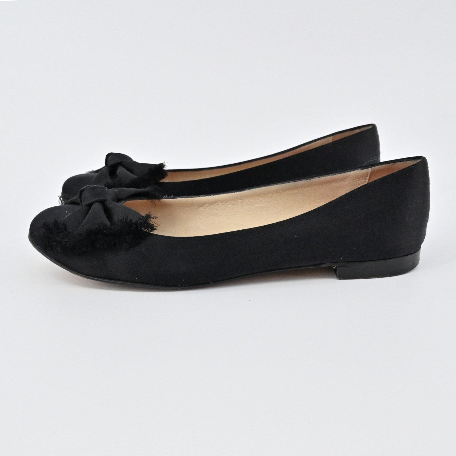 Kate Spade Satin Bow Flats Women Size 6.5B Black Ballet Preppy Made in Italy