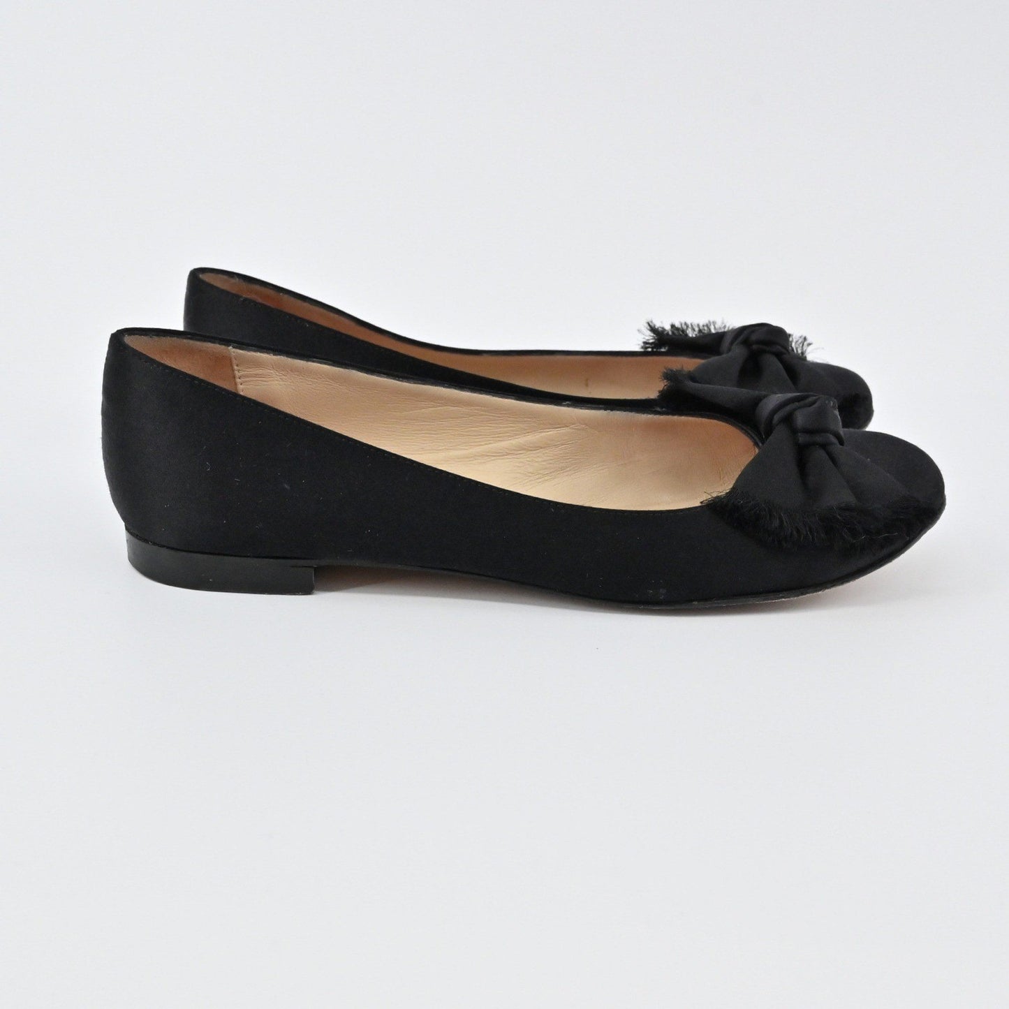 Kate Spade Satin Bow Flats Women Size 6.5B Black Ballet Preppy Made in Italy