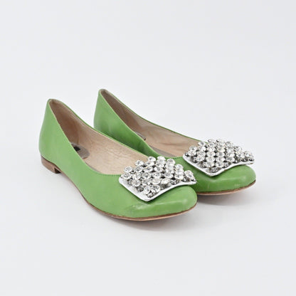 Kate Spade Rhinestone Flats Womens Size 6B Pink Leather Embellished Ballet Chic