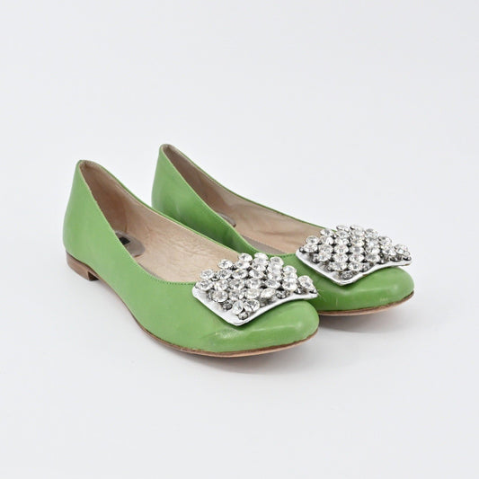 Kate Spade Rhinestone Flats Womens Size 6B Pink Leather Embellished Ballet Chic