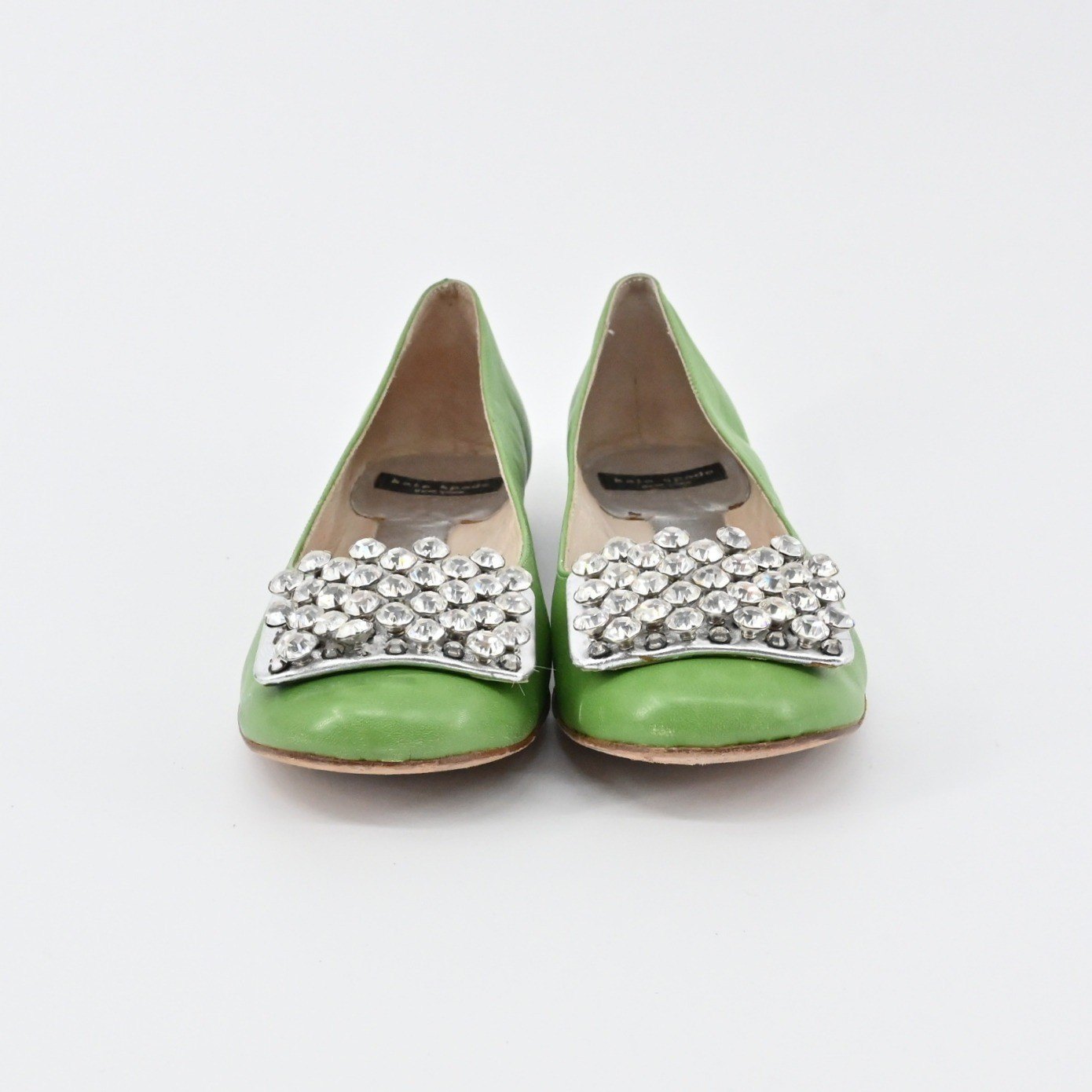 Kate Spade Rhinestone Flats Womens Size 6B Pink Leather Embellished Ballet Chic