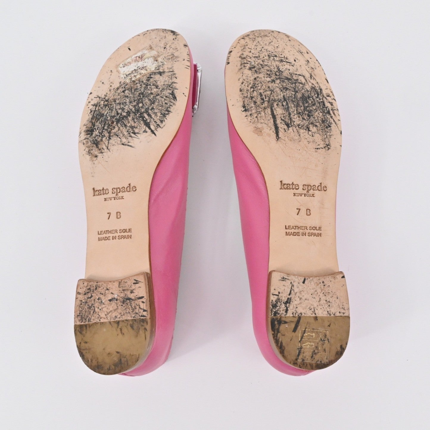 Kate Spade Rhinestone Flats Womens Size 7B Pink Leather Embellished Ballet Chic