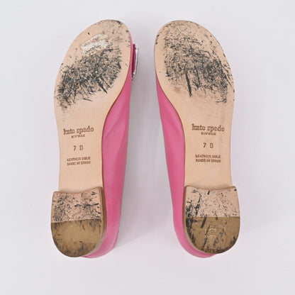 Kate Spade Rhinestone Flats Womens Size 7B Pink Leather Embellished Ballet Chic