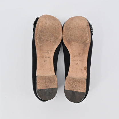 Kate Spade Satin Bow Flats Women Size 6.5B Black Ballet Preppy Made in Italy