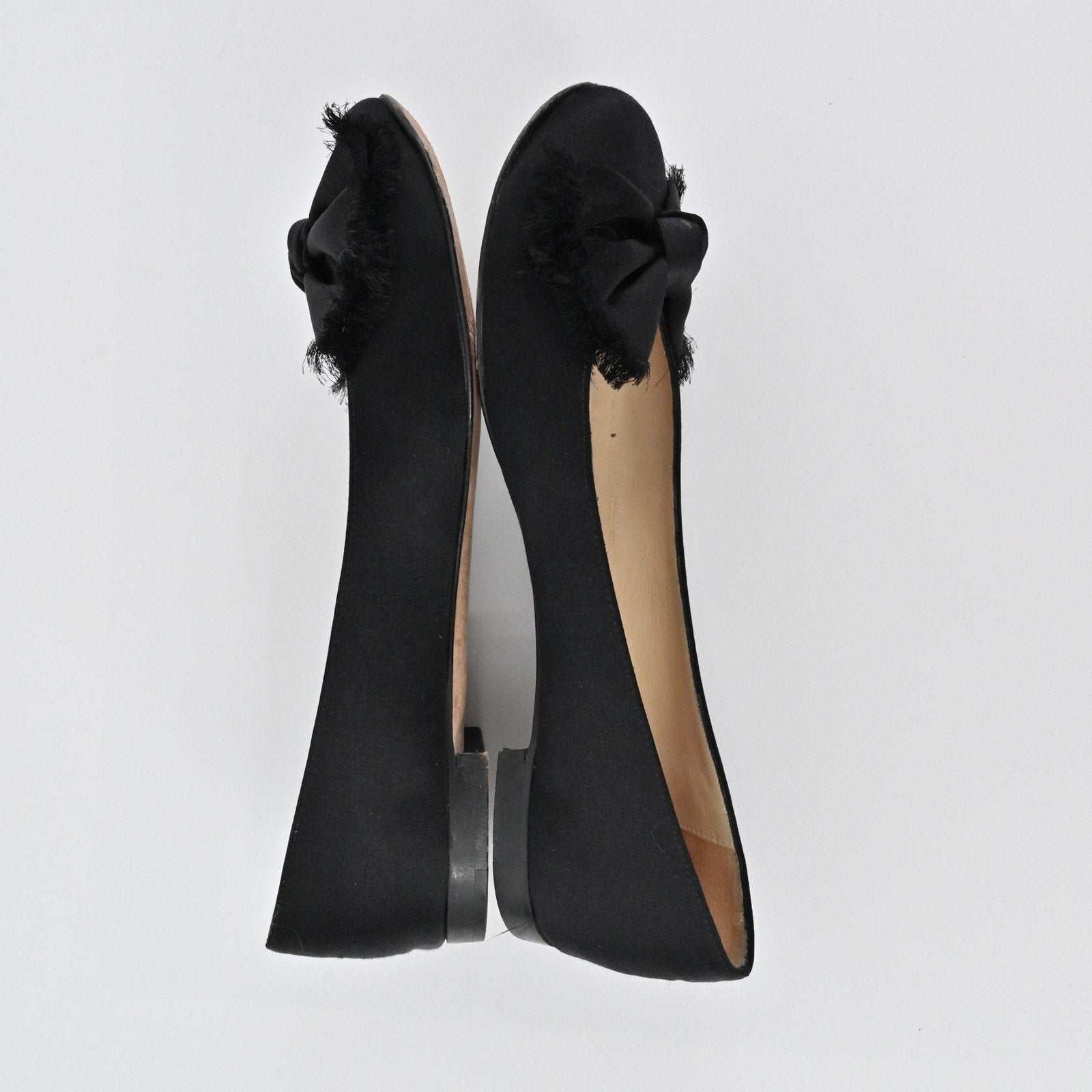 Kate Spade Satin Bow Flats Women Size 6.5B Black Ballet Preppy Made in Italy