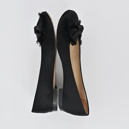 Kate Spade Satin Bow Flats Women Size 6.5B Black Ballet Preppy Made in Italy