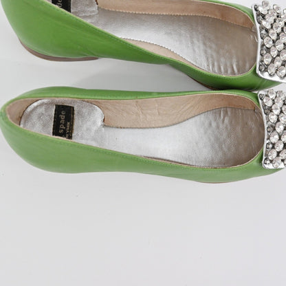 Kate Spade Rhinestone Flats Womens Size 6B Pink Leather Embellished Ballet Chic