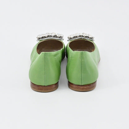 Kate Spade Rhinestone Flats Womens Size 6B Pink Leather Embellished Ballet Chic