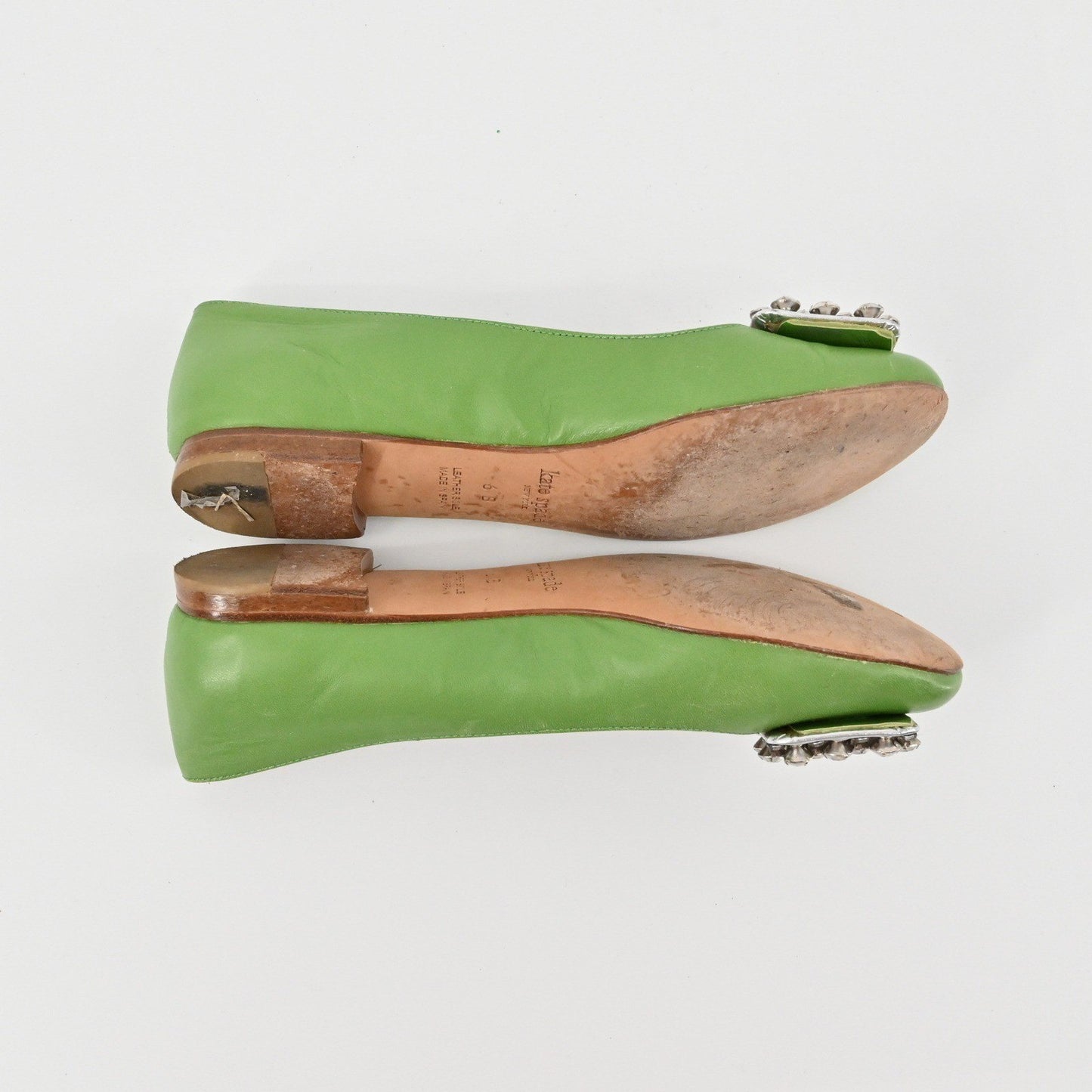 Kate Spade Rhinestone Flats Womens Size 6B Pink Leather Embellished Ballet Chic