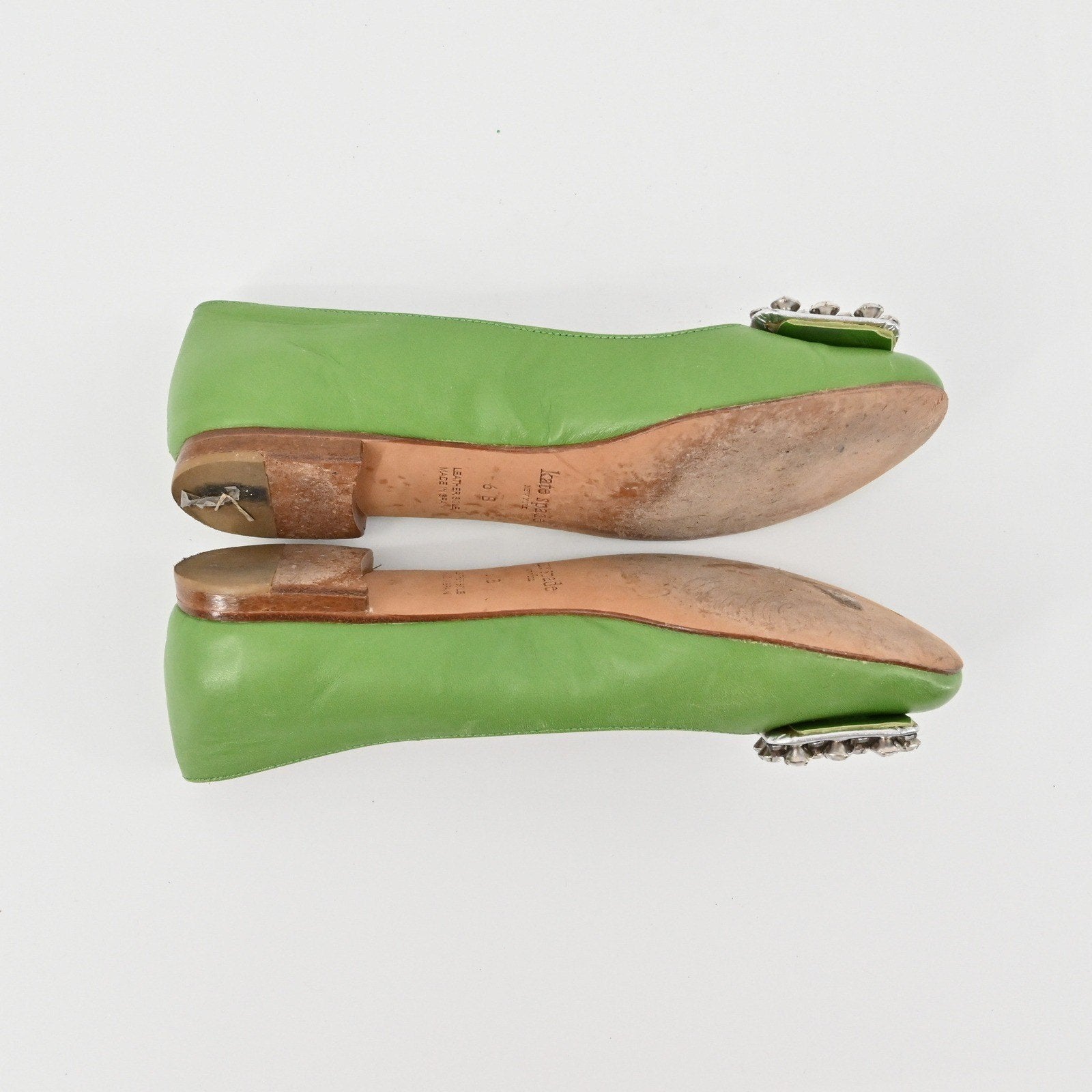 Kate Spade Rhinestone Flats Womens Size 6B Pink Leather Embellished Ballet Chic