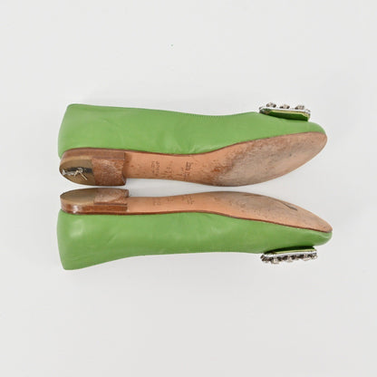 Kate Spade Rhinestone Flats Womens Size 6B Pink Leather Embellished Ballet Chic