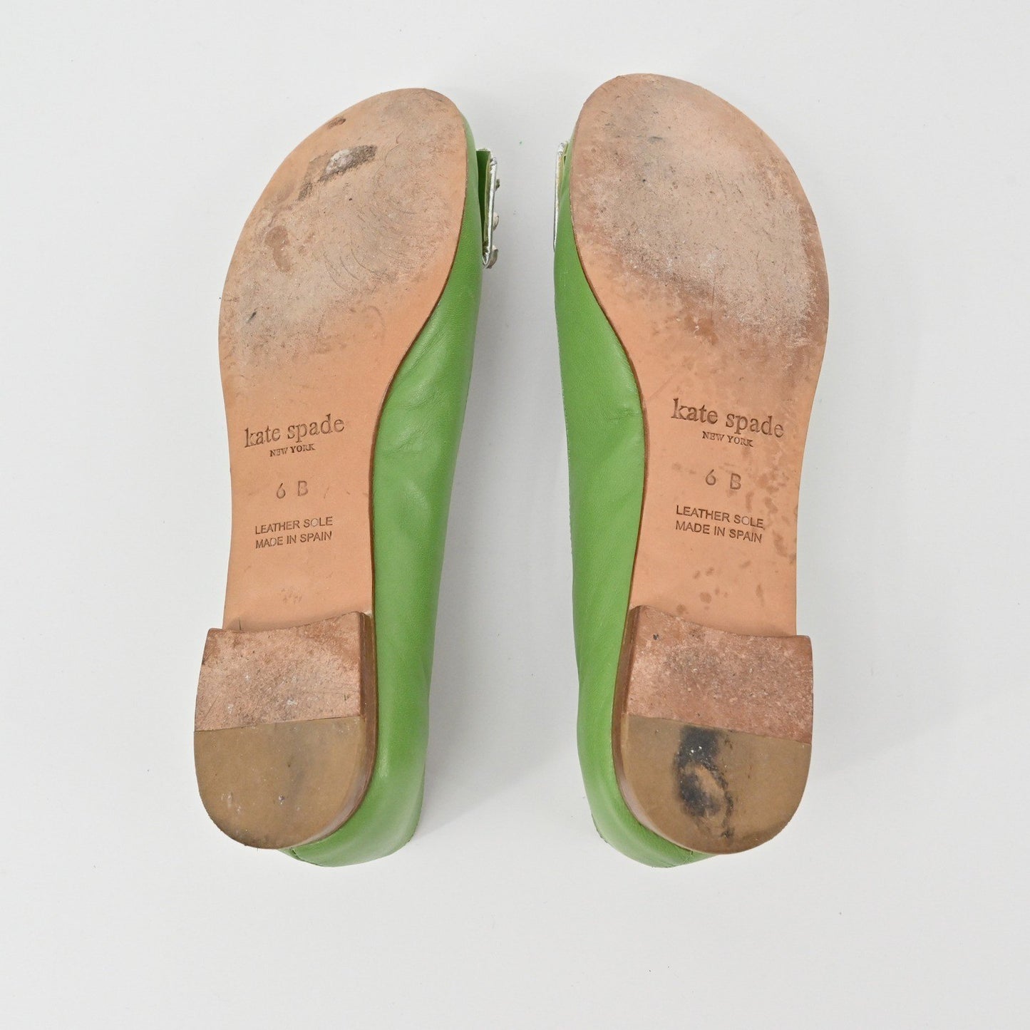 Kate Spade Rhinestone Flats Womens Size 6B Pink Leather Embellished Ballet Chic