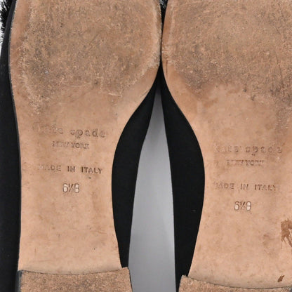 Kate Spade Satin Bow Flats Women Size 6.5B Black Ballet Preppy Made in Italy