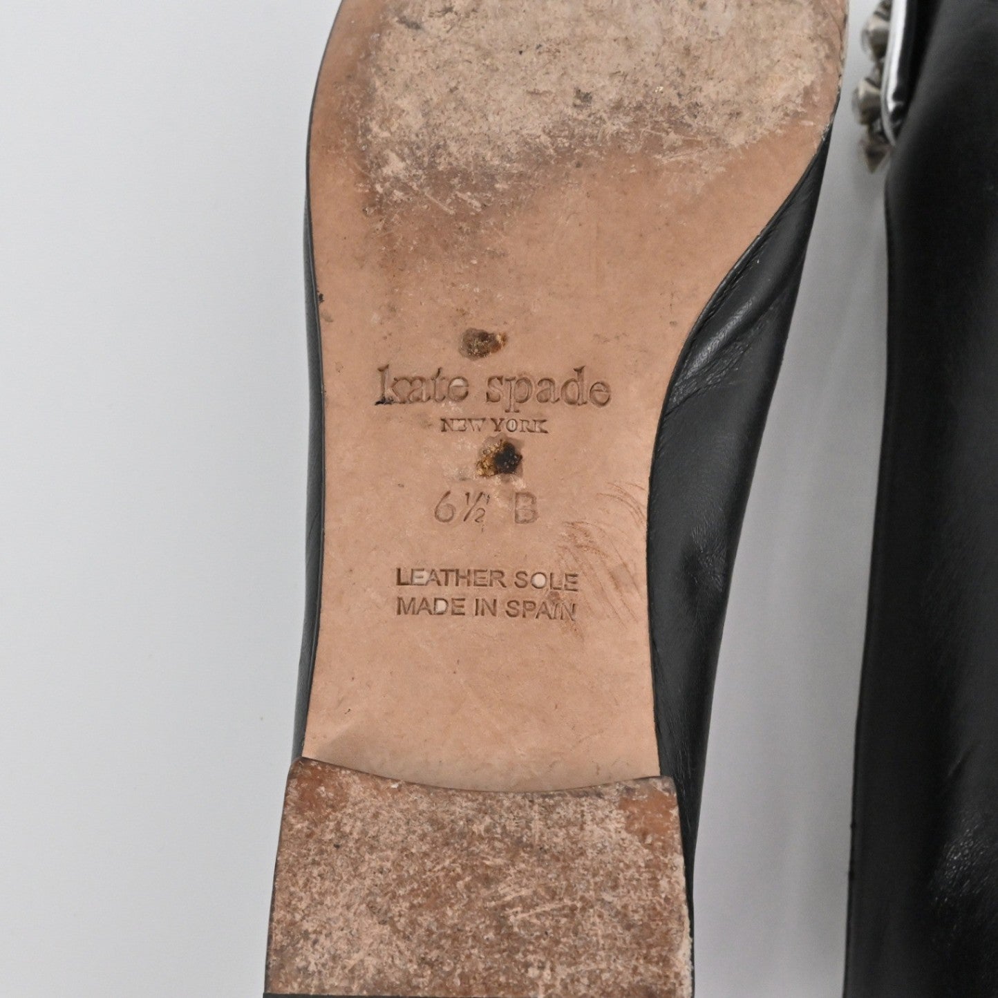 Kate Spade Rhinestone Flats Womens Sz 6.5B Black Leather Embellished Ballet Chic