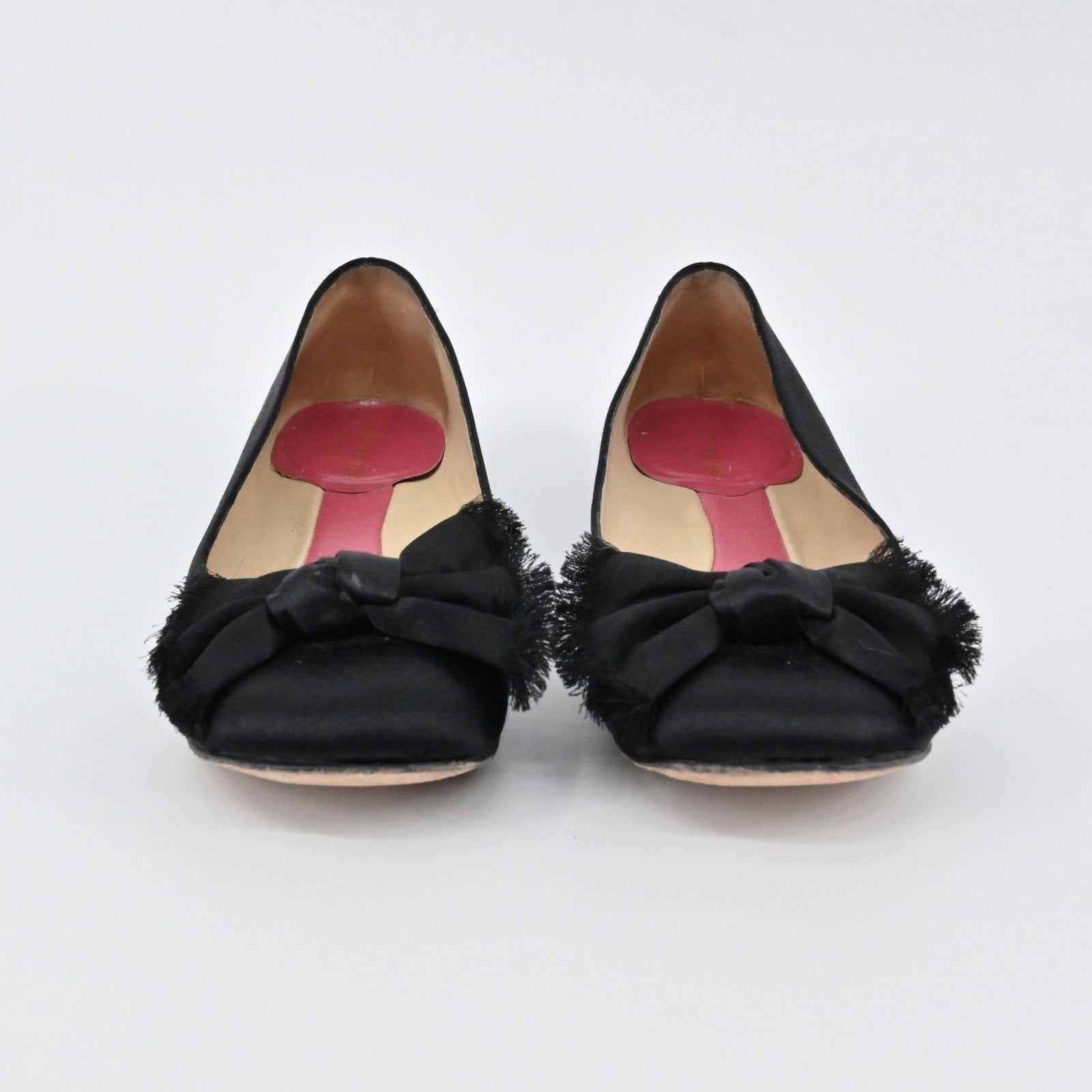 Kate Spade Satin Bow Flats Women Size 6.5B Black Ballet Preppy Made in Italy
