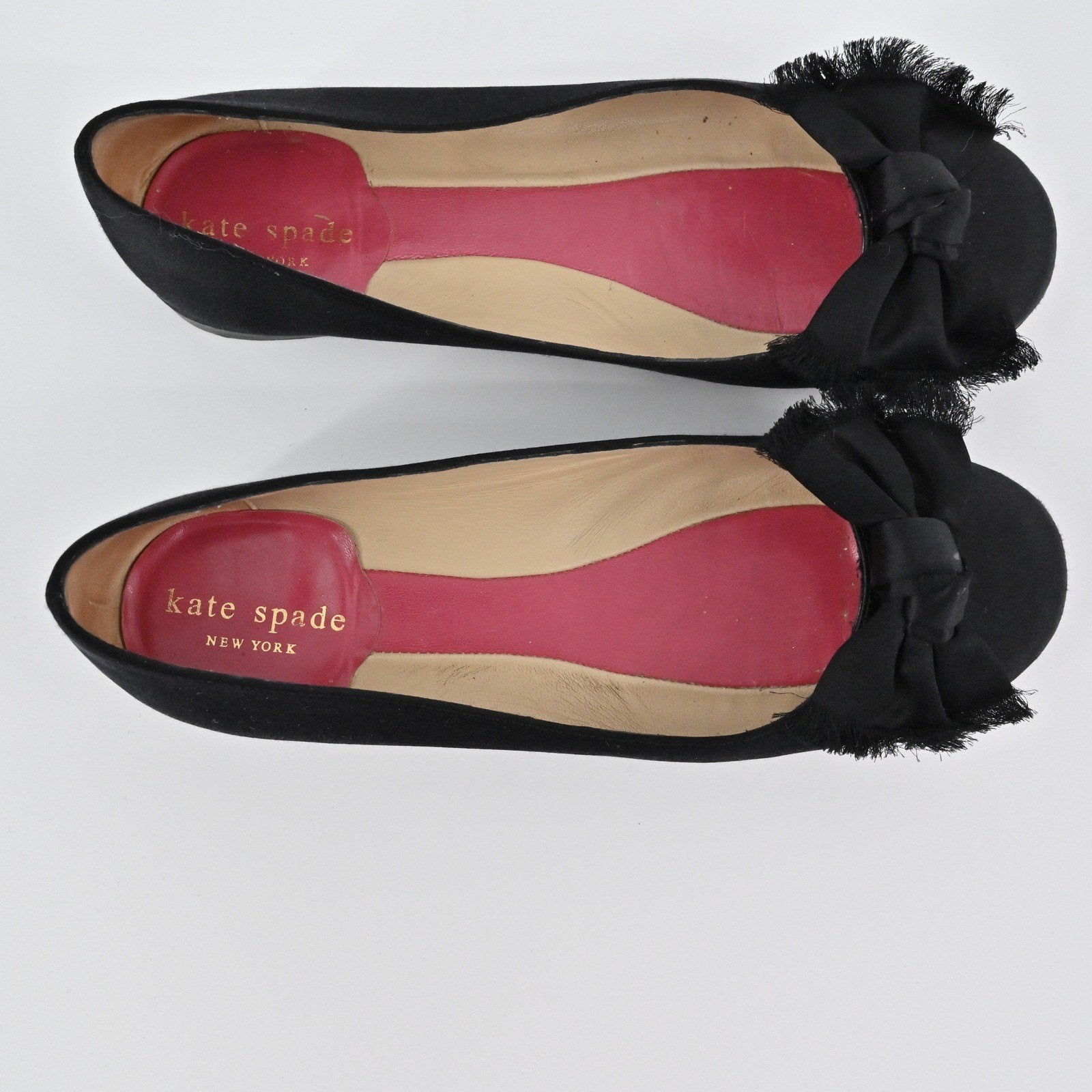 Kate Spade Satin Bow Flats Women Size 6.5B Black Ballet Preppy Made in Italy