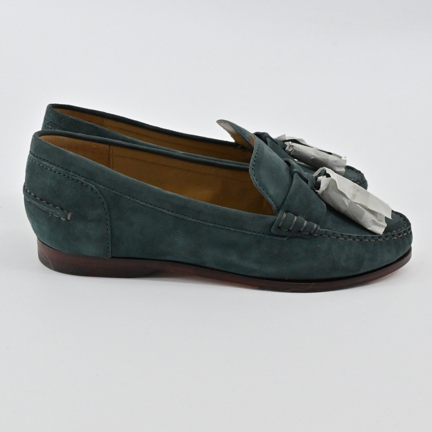 Cole Haan Emmons Tassel Loafers Womens Size 6.5B Green Suede Preppy Academia