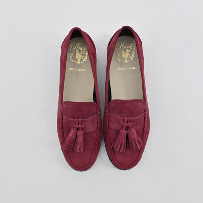 Cole Haan Emmons Tassel Loafers Womens Size 6.5B Burgundy Suede Preppy Academia