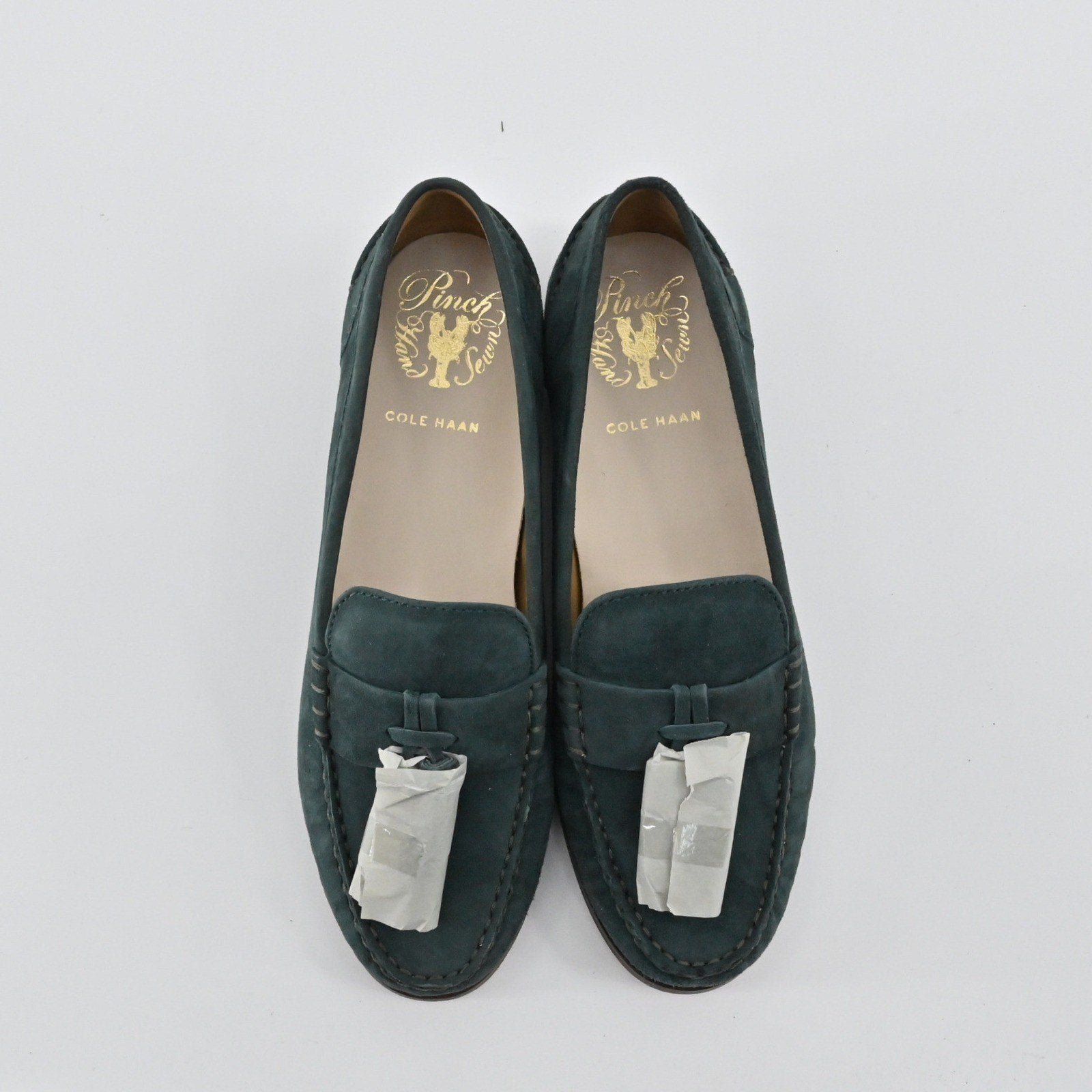 Cole Haan Emmons Tassel Loafers Womens Size 6.5B Green Suede Preppy Academia