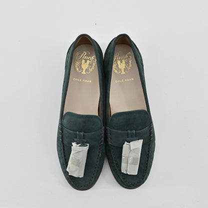 Cole Haan Emmons Tassel Loafers Womens Size 6.5B Green Suede Preppy Academia