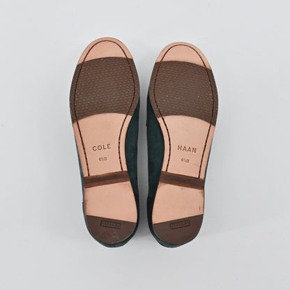 Cole Haan Emmons Tassel Loafers Womens Size 6.5B Green Suede Preppy Academia