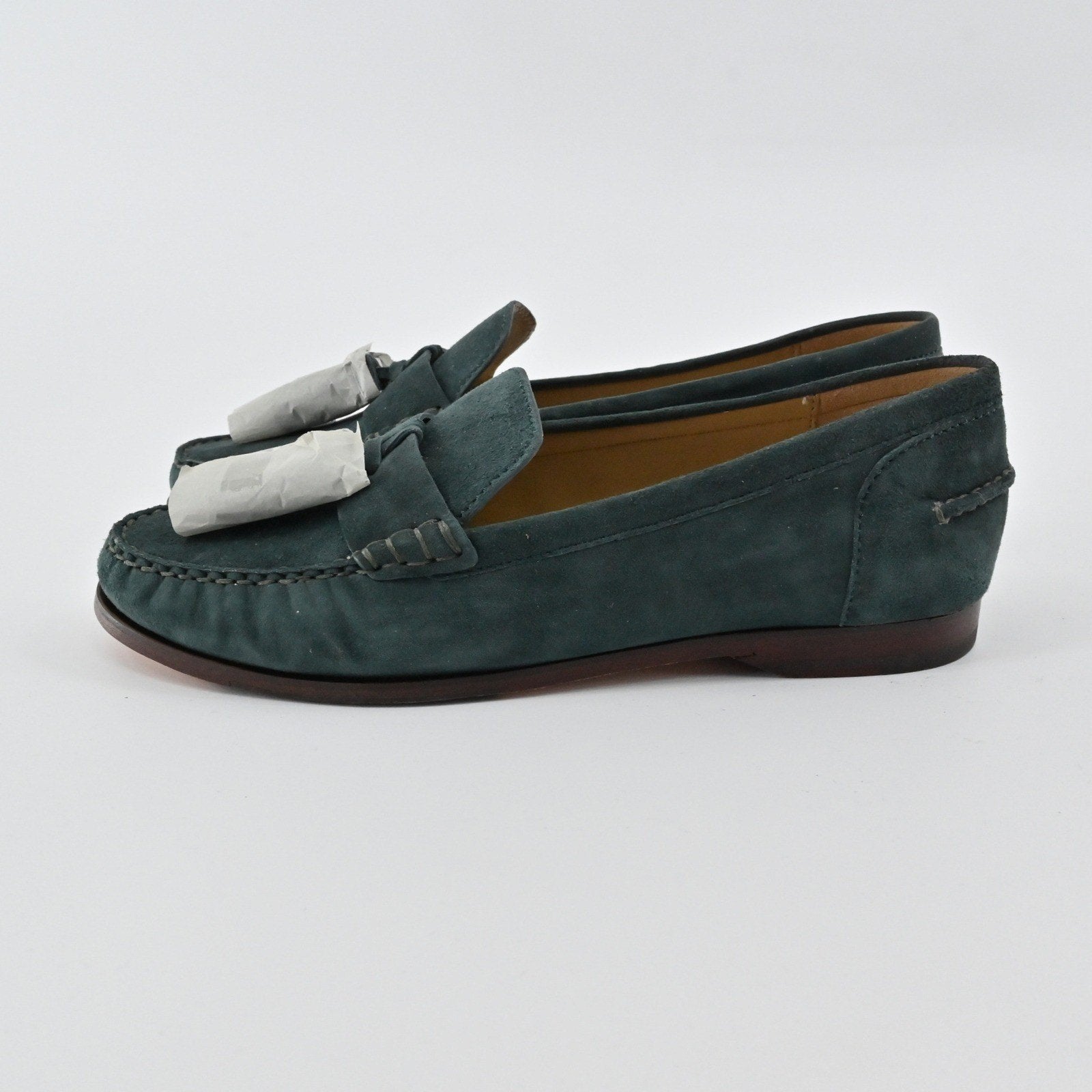 Cole Haan Emmons Tassel Loafers Womens Size 6.5B Green Suede Preppy Academia