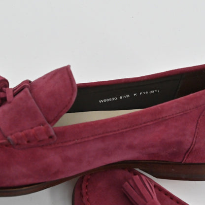 Cole Haan Emmons Tassel Loafers Womens Size 6.5B Burgundy Suede Preppy Academia