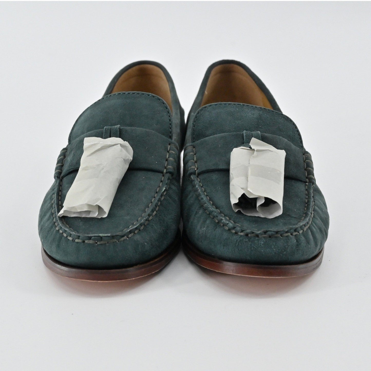 Cole Haan Emmons Tassel Loafers Womens Size 6.5B Green Suede Preppy Academia