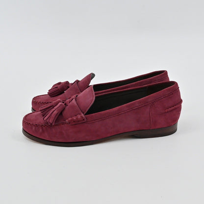 Cole Haan Emmons Tassel Loafers Womens Size 6.5B Burgundy Suede Preppy Academia