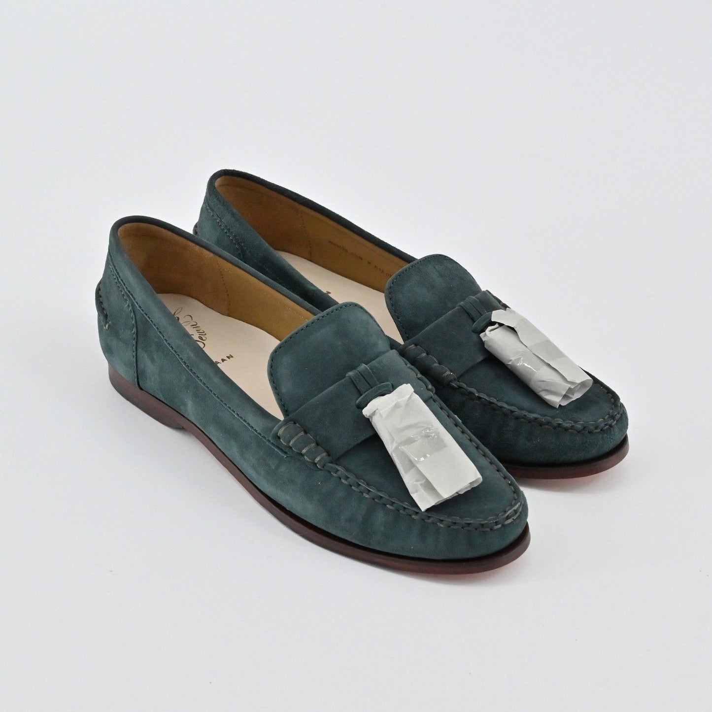 Cole Haan Emmons Tassel Loafers Womens Size 6.5B Green Suede Preppy Academia