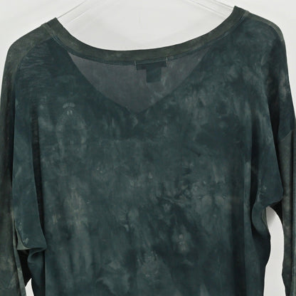 XCVI Wearables Tie Dye Tunic Top Womens Sz S Green V Neck Casual Cotton Comfort