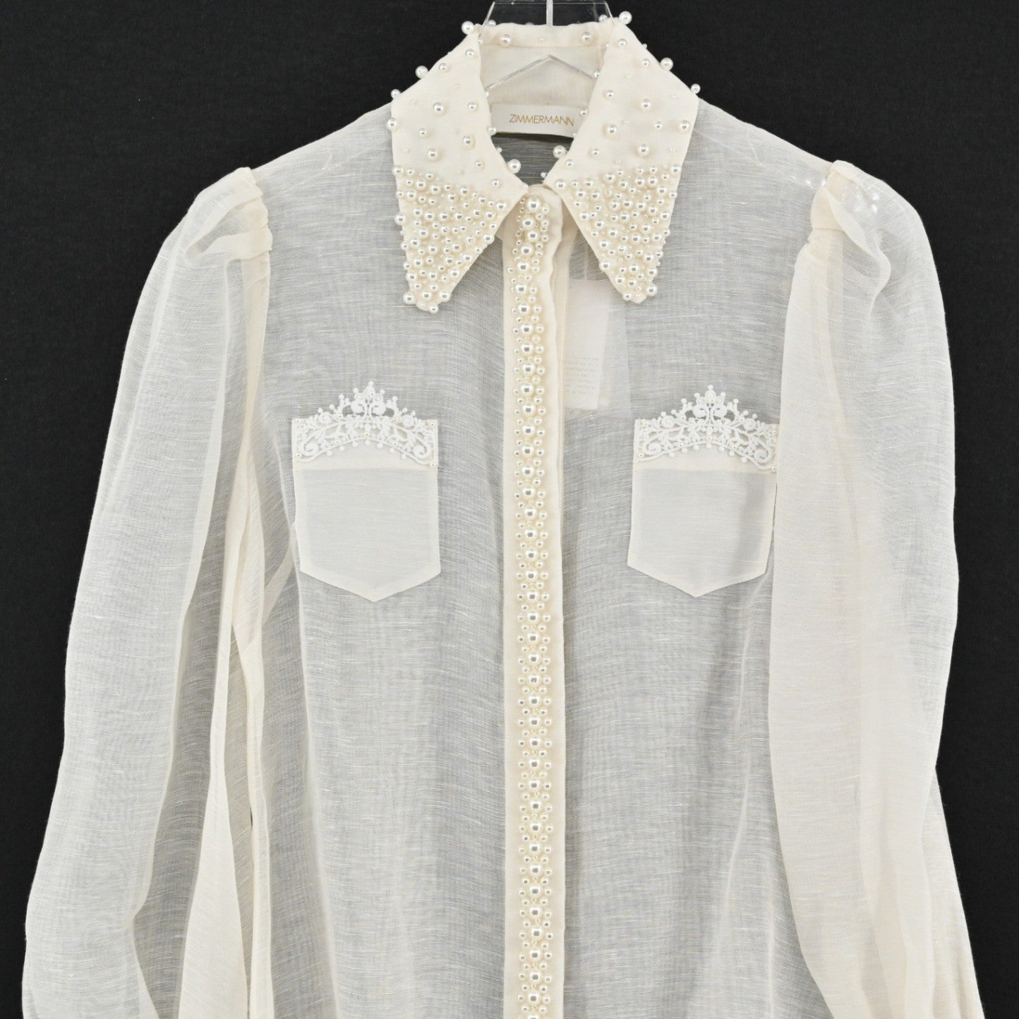 Zimmermann High Tide Lace Set Womens Size 6 Ivory White Pearl Belt