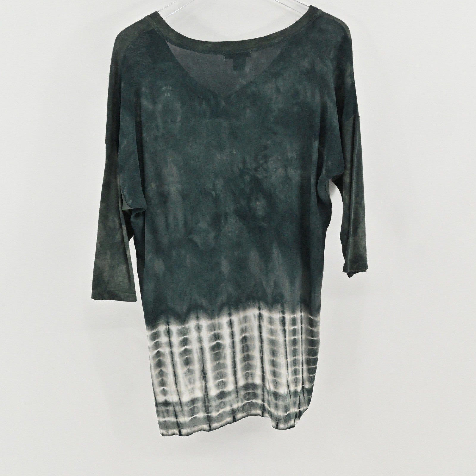 XCVI Wearables Tie Dye Tunic Top Womens Sz S Green V Neck Casual Cotton Comfort
