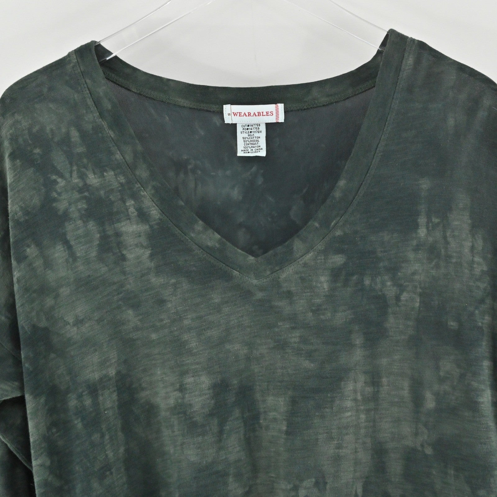 XCVI Wearables Tie Dye Tunic Top Womens Sz S Green V Neck Casual Cotton Comfort