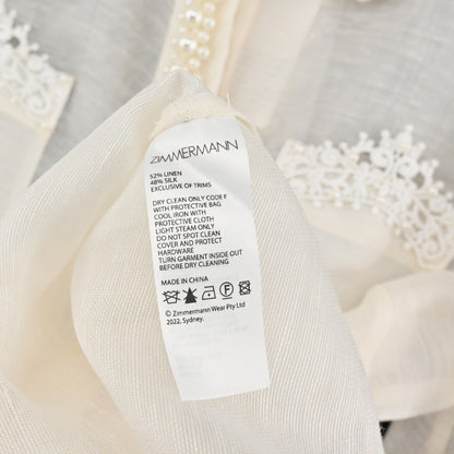 Zimmermann High Tide Lace Set Womens Size 6 Ivory White Pearl Belt