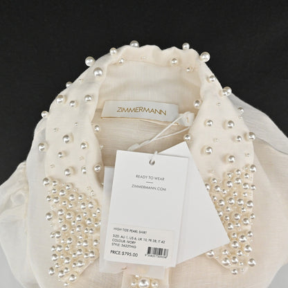 Zimmermann High Tide Lace Set Womens Size 6 Ivory White Pearl Belt