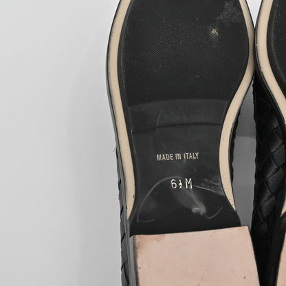 Sesto Meucci Woven Leather Penny Loafers Womens Size 6.5 Black Italy Luxury Chic