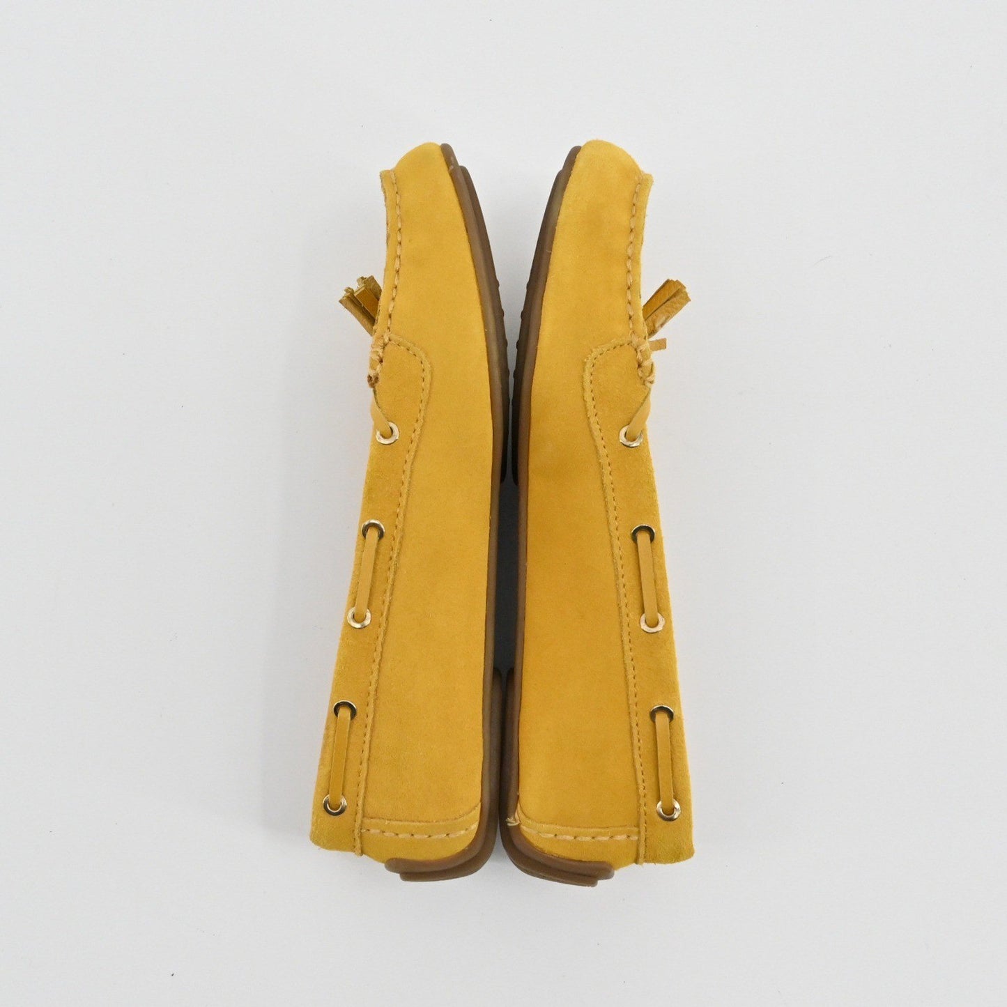 Talbots Tassel Moccasin Loafer Shoes Womens Size 7 Mustard Yellow Suede Leather