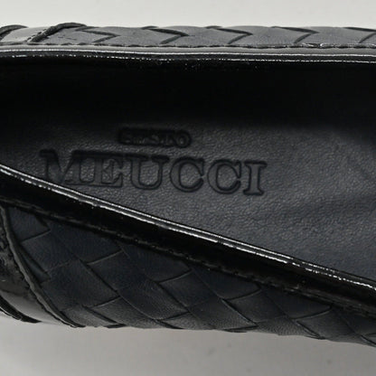Sesto Meucci Woven Leather Penny Loafers Womens Size 6.5 Navy Italy Luxury Chic