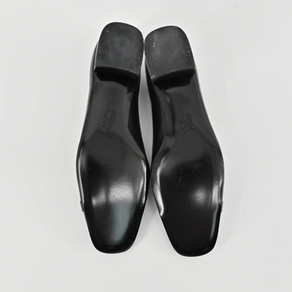 Salvatore Ferragamo Block Heel Pumps Womens Size 6.5B Black Leather Classic Luxe