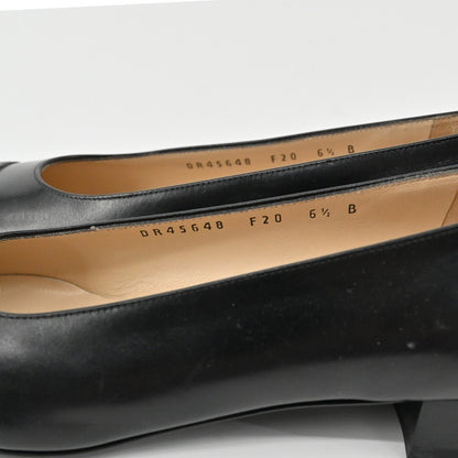 Salvatore Ferragamo Block Heel Pumps Womens Size 6.5B Black Leather Classic Luxe